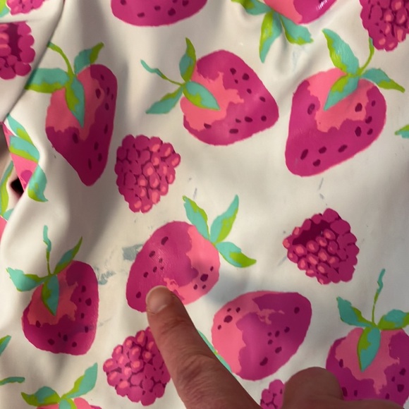 Hatley Strawberry Fleece Lined Raincoat 7 - Picture 3 of 6